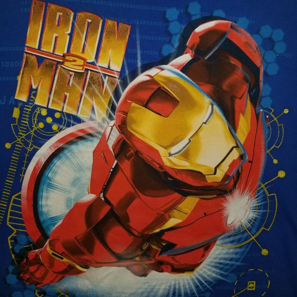 Iron Man 2 Movie Blue Big Graphic T Shirt